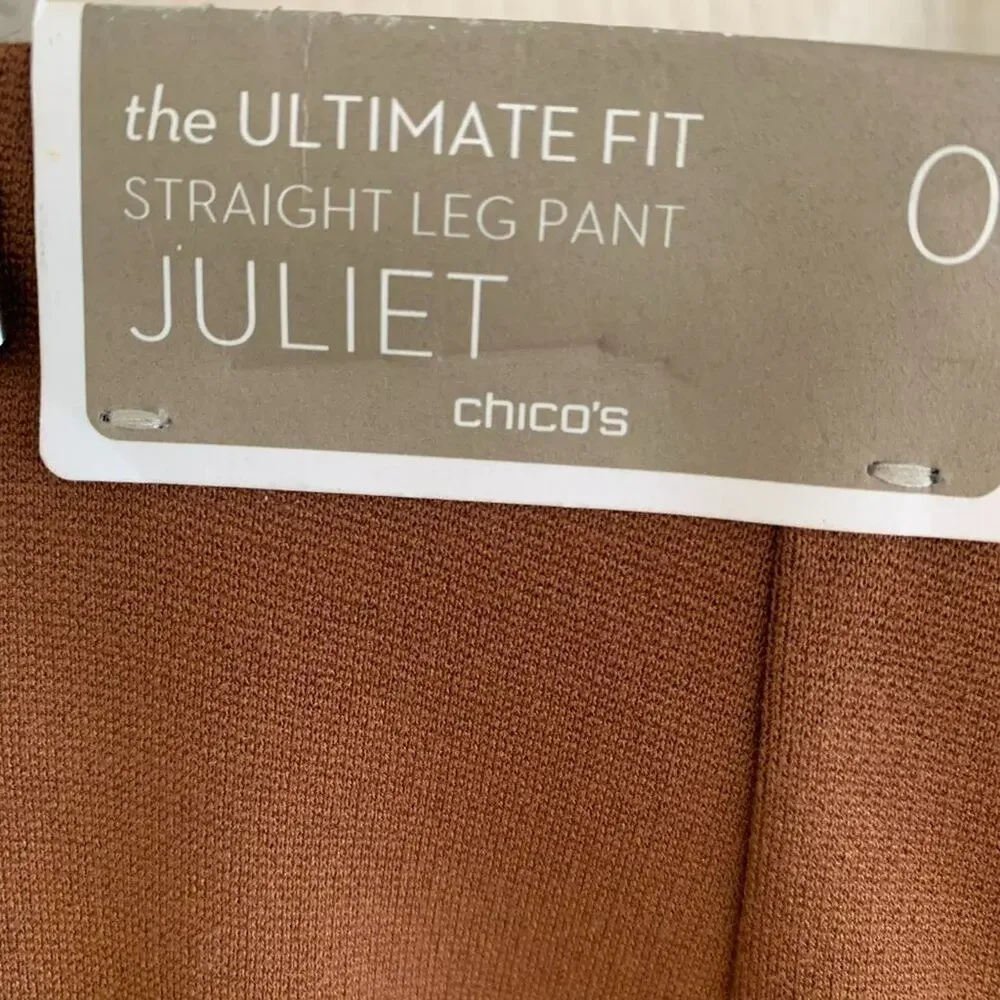 Chico's Womens Sz 6 Juliet Straight Leg Pants Ultimate Fit  Brown NWT - Picture 7 of 12